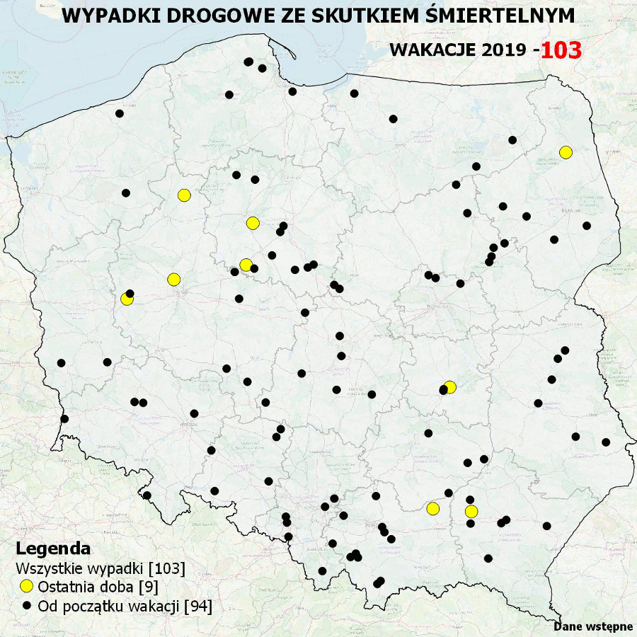 Mapa wypadków drogowych