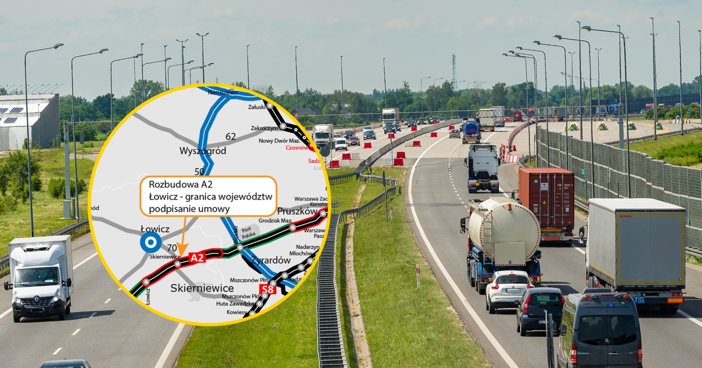 GDDKiA podpisała umowę na poszerzenie autostrady A2 Łowicz — granica województwa