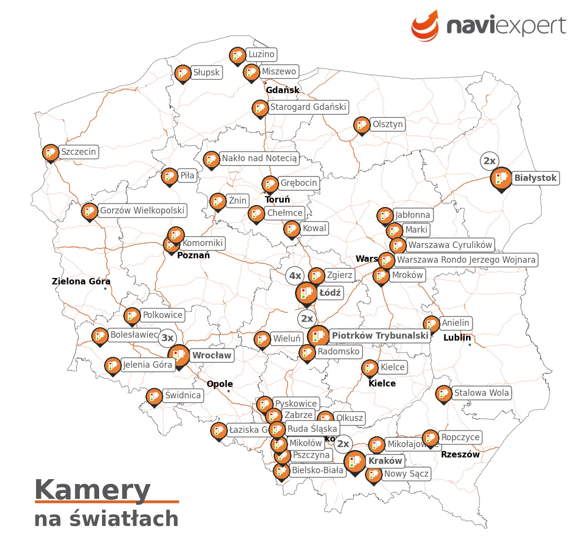 W tych miejscach system RedLight sprawdza przejazd na czerwonym świetle (maj 2025)