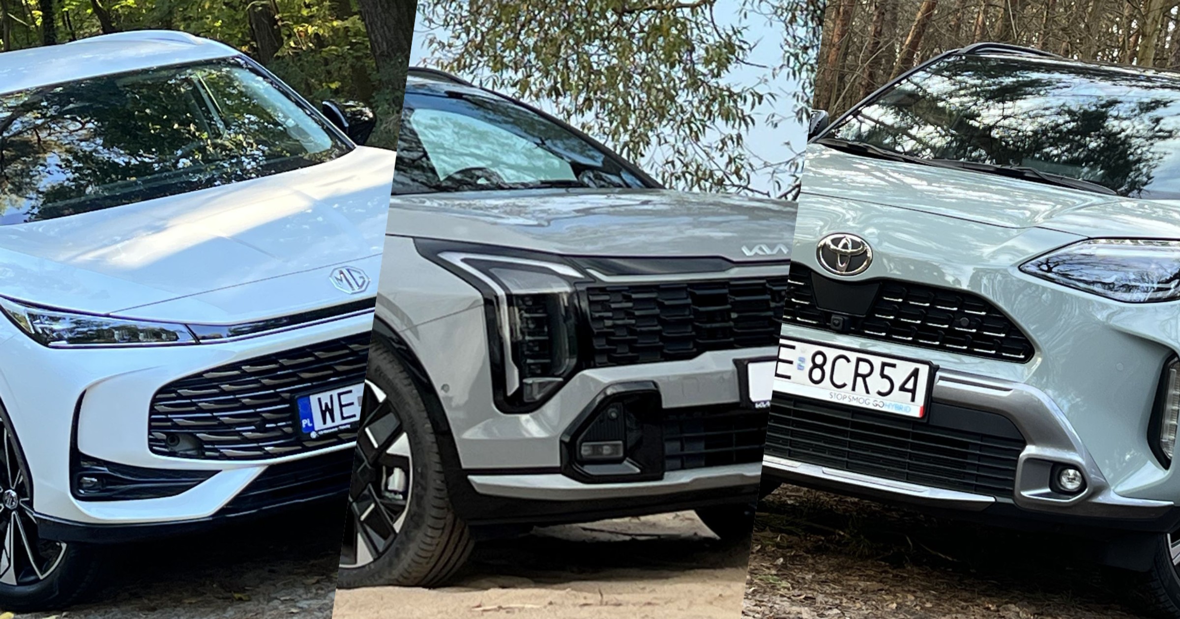 MG HS, Kia Sportage i Toyota Yaris Cross (od lewej)
