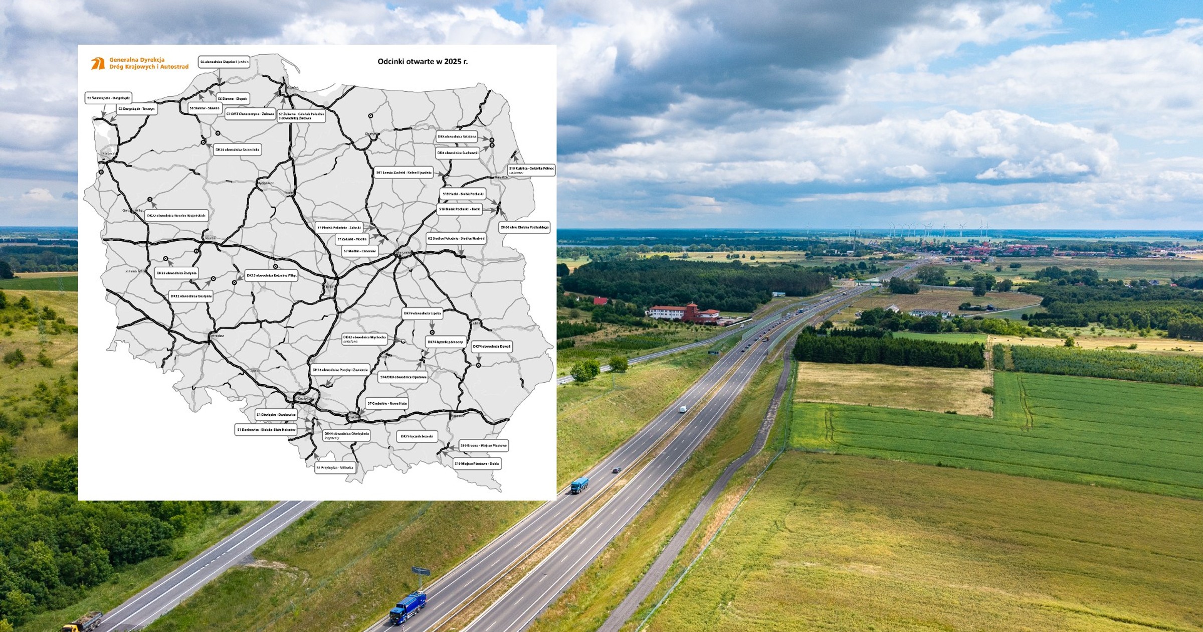 Nowe drogi 2025 r. - mapa