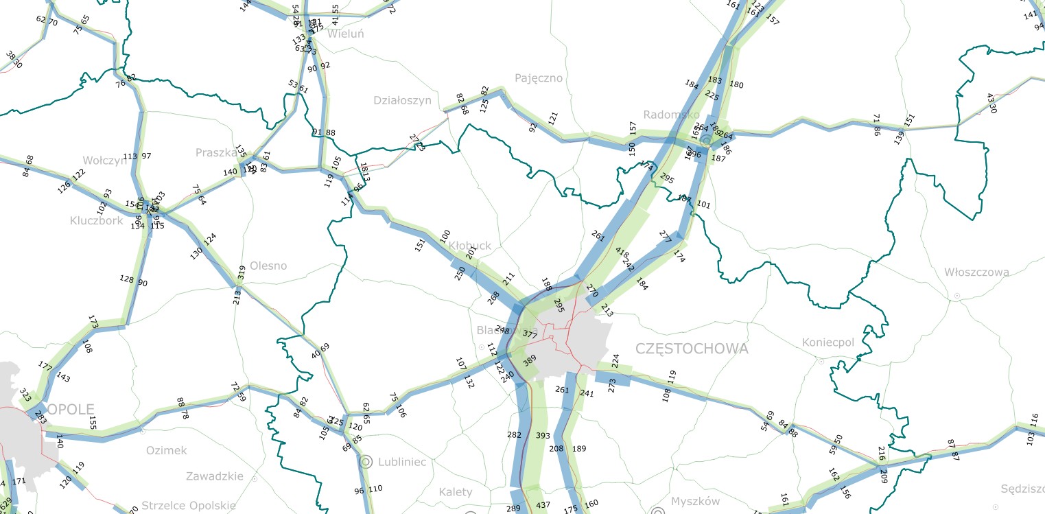 Mapa do weryfikacji natężeń ruchu