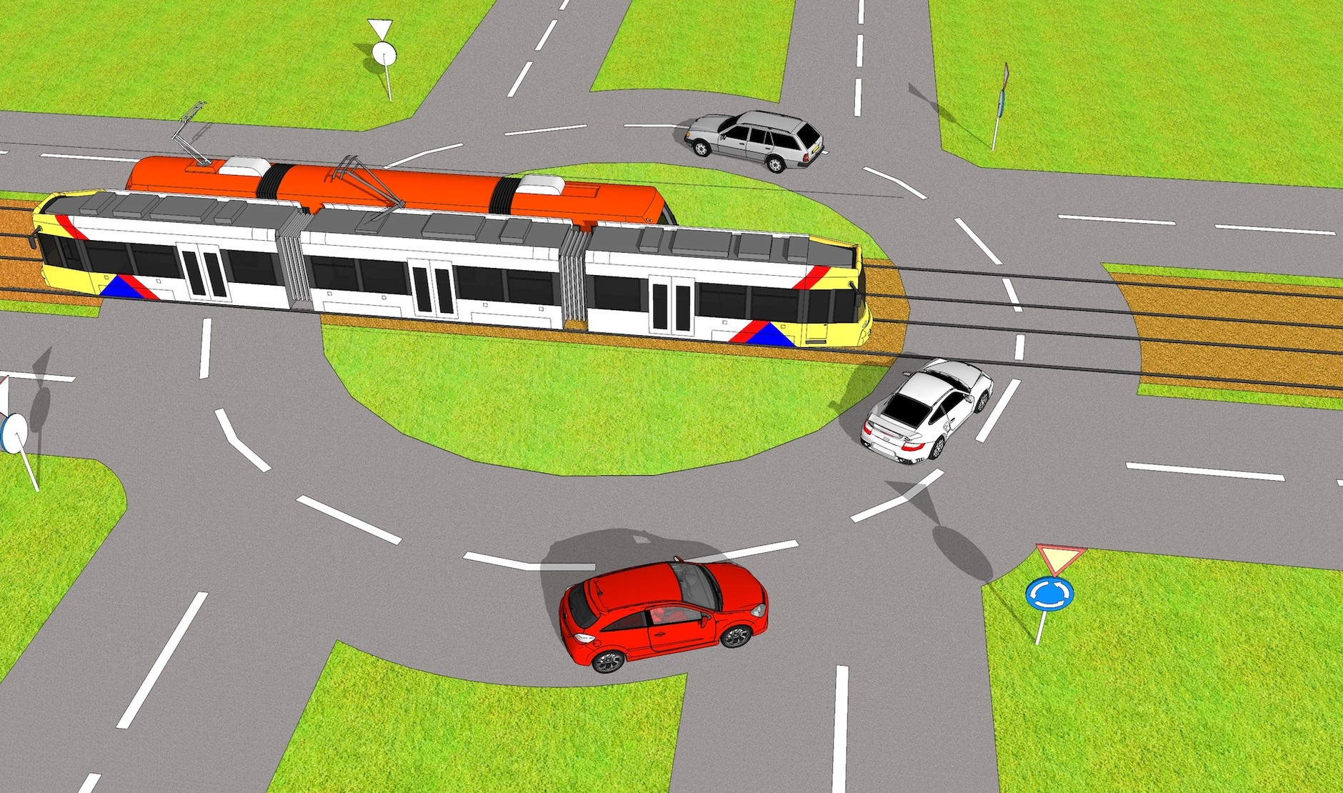 Kiedy tramwaj już zjeżdża z ronda, zawsze ma pierwszeństwo