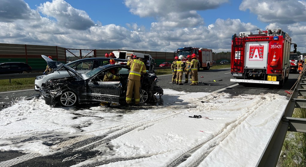 Poważny wypadek na autostradzie A2 w kierunku Poznania.