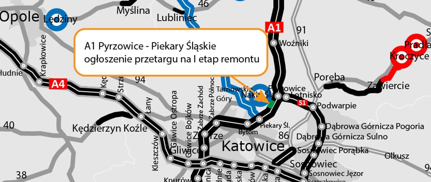 Remont autostrady A1 Pyrzowice - Piekary Śląskie