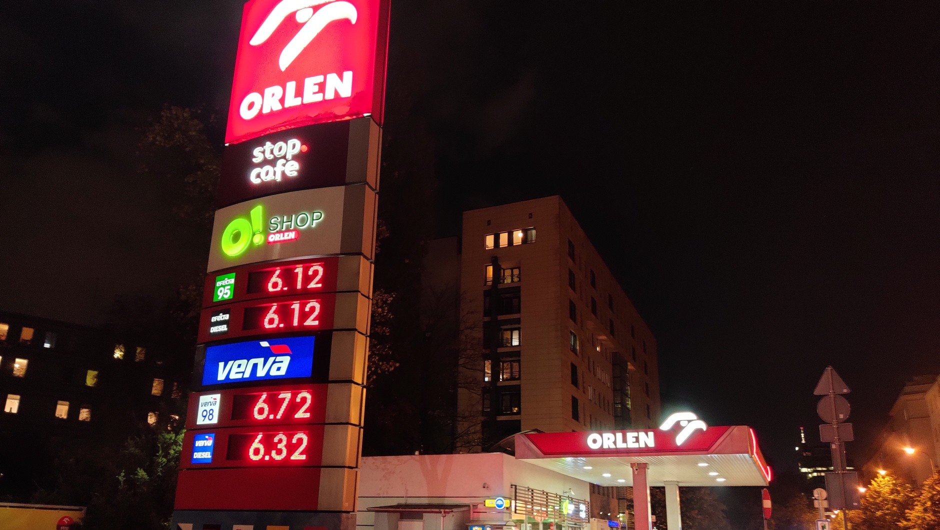 Ceny paliw na stacji Orlen, Warszawa, 23 października