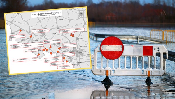 Powódź zablokowała drogi na południu Polski. Na tych odcinkach są utrudnienia [MAPA]