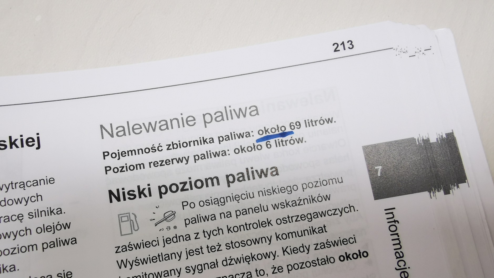 Pojemność zbiornika według instrukcji