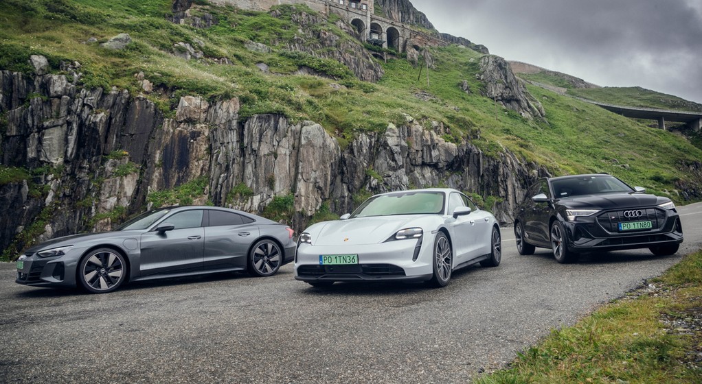 Elektromobilność Alpy Audi e-Tron S Audi e-Tron GT Porsche Taycan