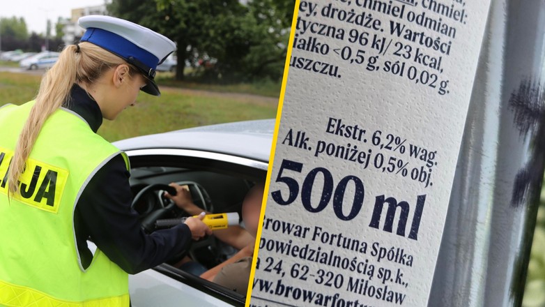 Kontrola trzeźwości. Czy kierowca może pić piwo bezalkoholowe "alk. do 0,5 proc."? Tak!