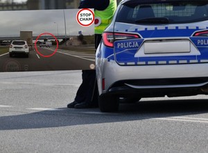 Przed TIR-a nagle wjechała policja. Kierowcy musieli zareagować [WIDEO]