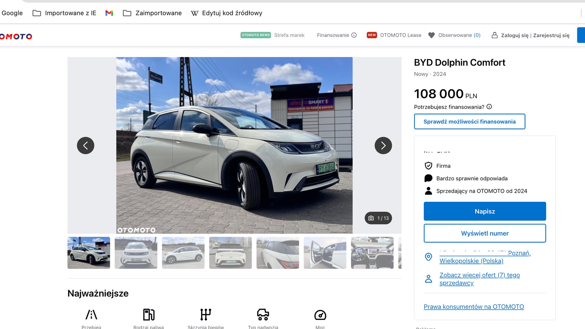Samochód nowy udający używany w polskim ogłoszeniu