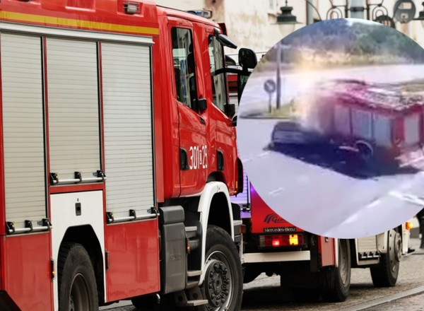 Wóz strażacki mknął do wypadku. Pięć osób w szpitalu. Do sieci trafiło nagranie