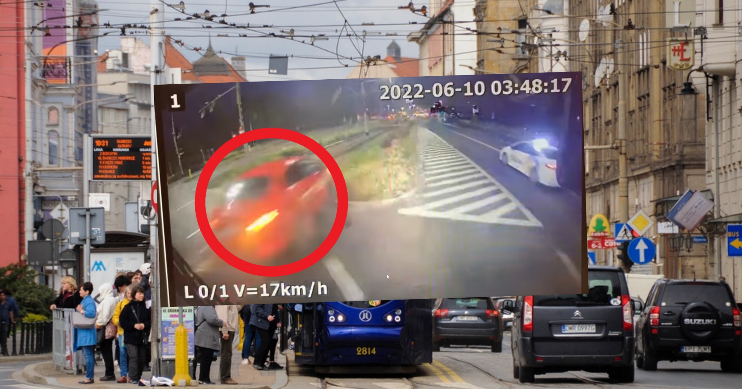 "Szukamy potencjalnych morderców". Przerażające nagranie z Wrocławia. Kierowca uciekł (fot. screen: Facebook/Krzysztof Balawejder)