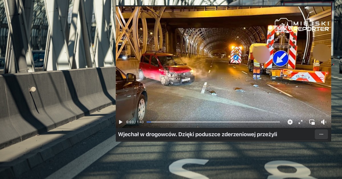 W wypadku na drodze S8 życie drogowcom uratowała poduszka zderzeniowa