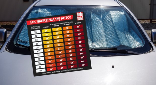 Wnętrze samochodu działa jak szklarnia. Zobacz, jak szybko rośnie w nim temperatura