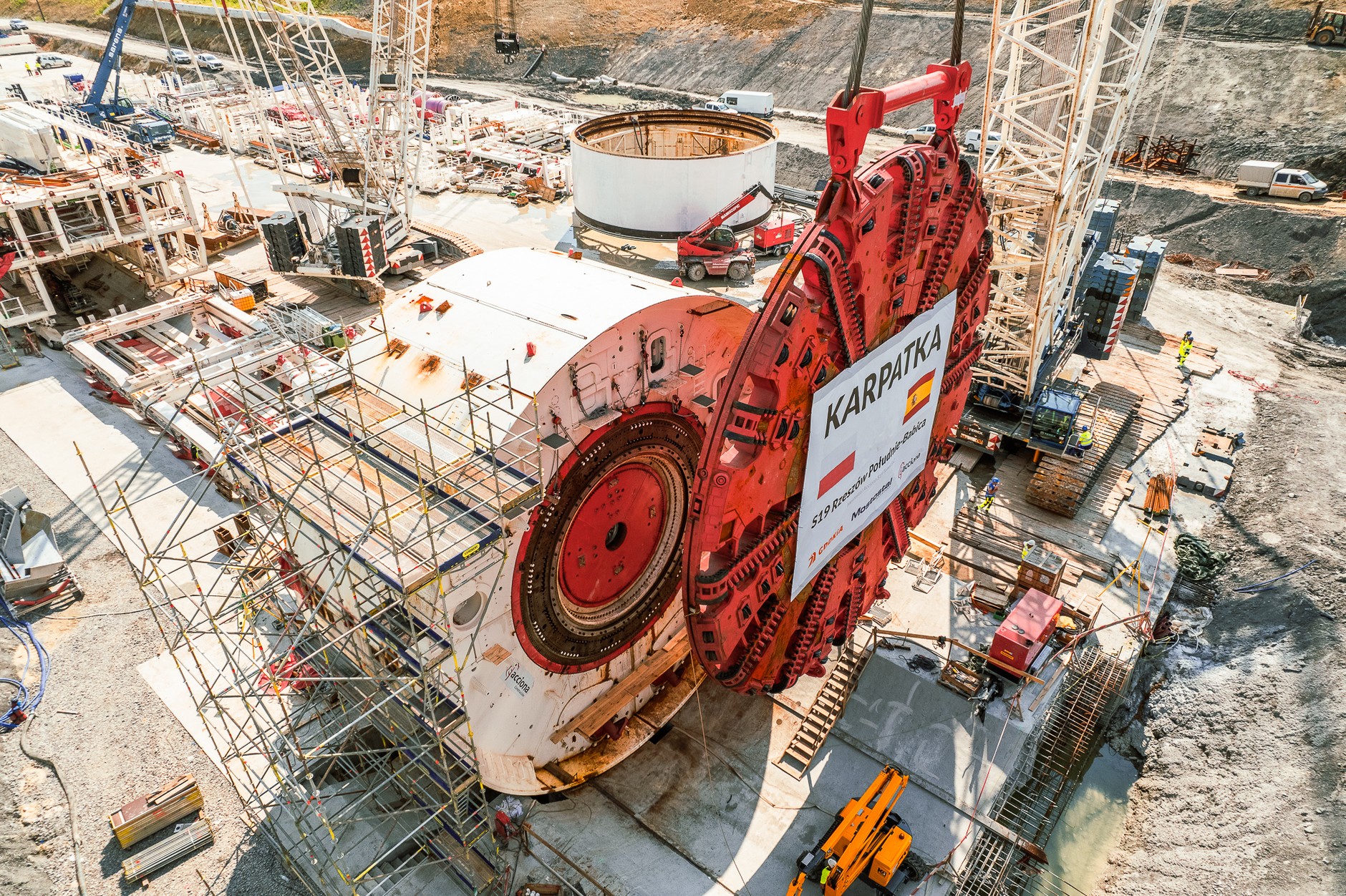 Maszyna TBM na placu budowy S19 Rzeszów Południe - Babica