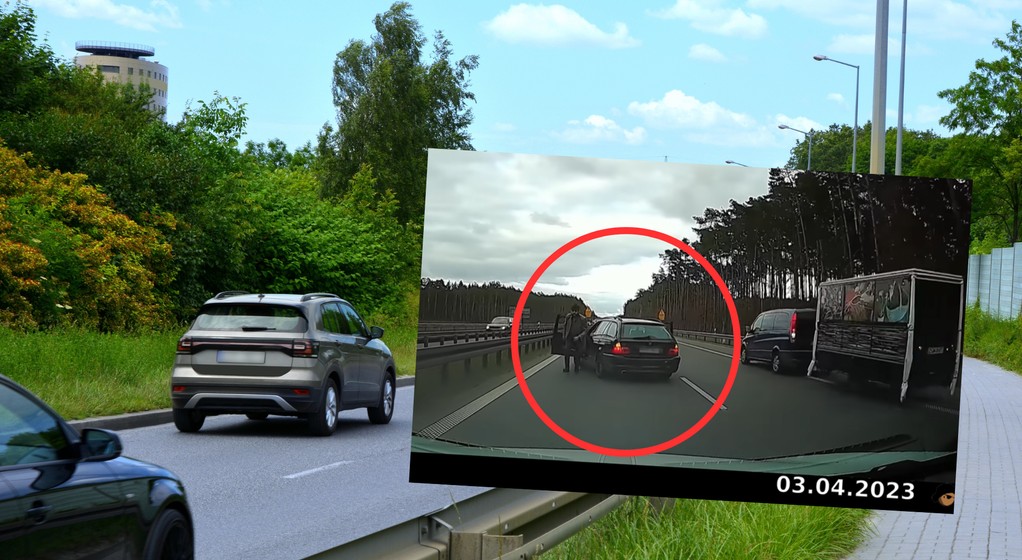 Kierowca BMW chciał pobić drugiego uczestnika ruchu drogowego (youtube.com/Bandyta z kamerką)
