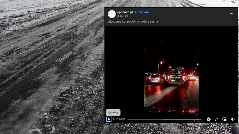 Wszystko wskazuje na to, że przyczyną karambolu na moście Lecha w Poznaniu była oblodzona jezdnia