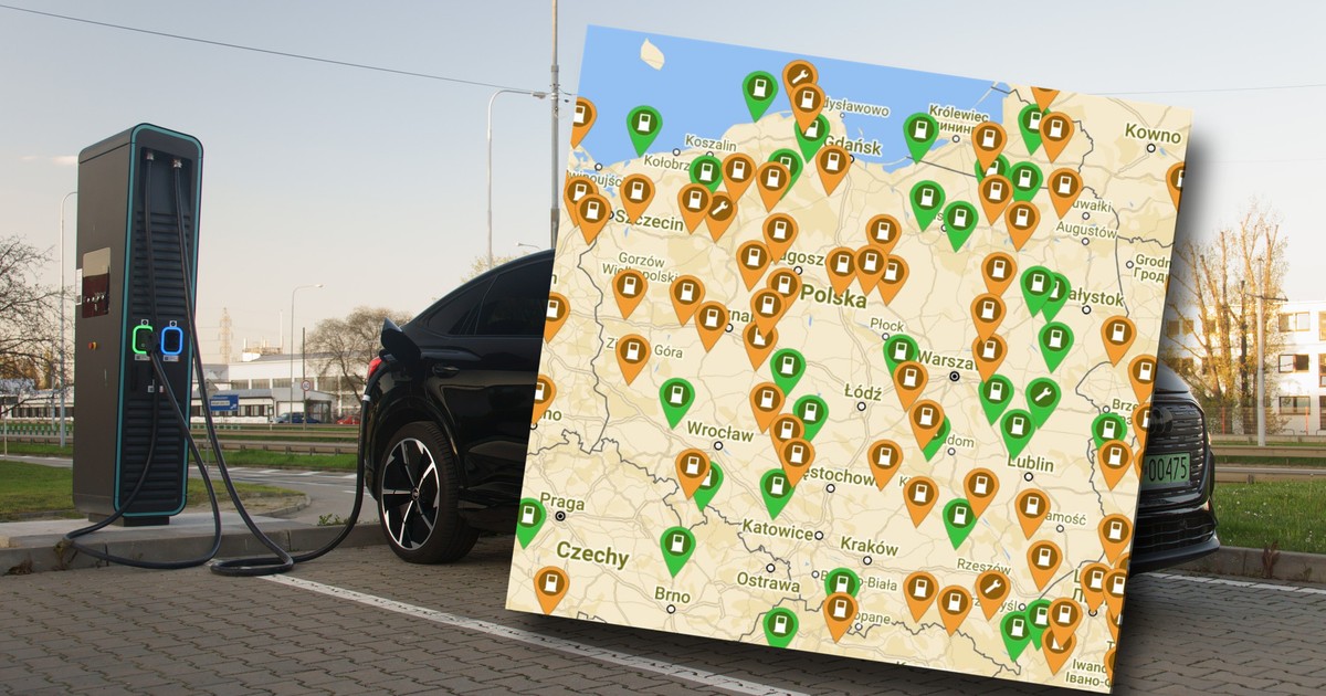 Mapa stacji ładowania w Polsce