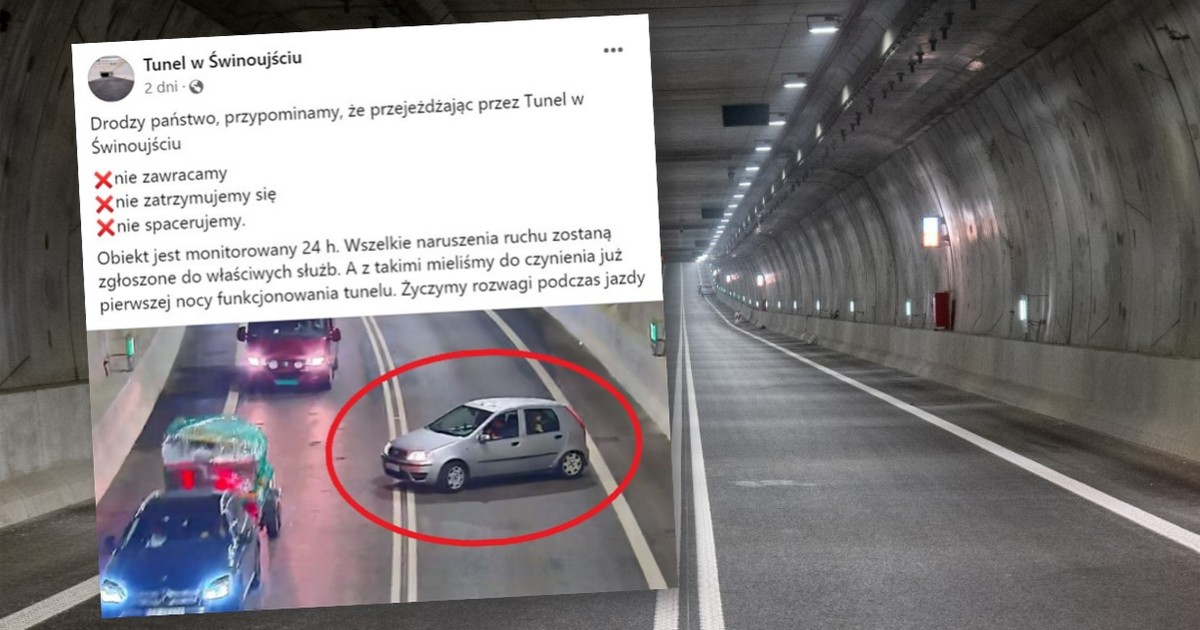 Zawracanie i niebezpieczne manewry w tunelu w Świnoujściu