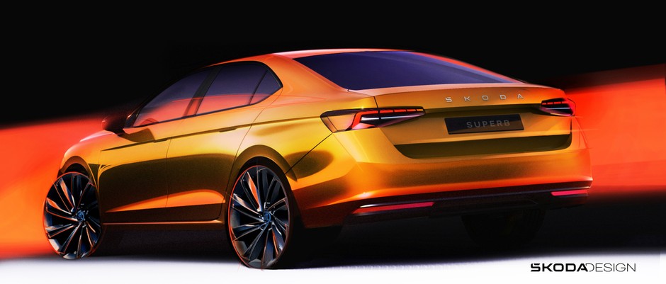 Nowa Skoda Superb na szkicach