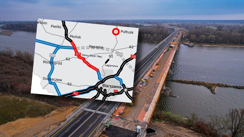 Droga S7 na północ od Warszawy