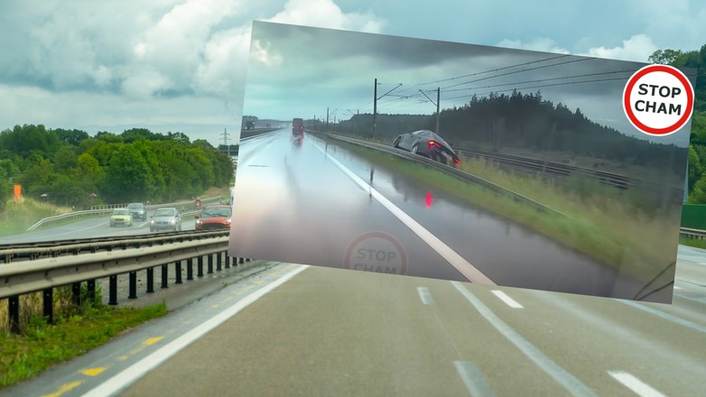 Aquaplaning na drodze S3