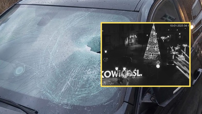 Kierowca BMW wjechał w świąteczne dekoracje i odjechał zniszczonym samochodem.