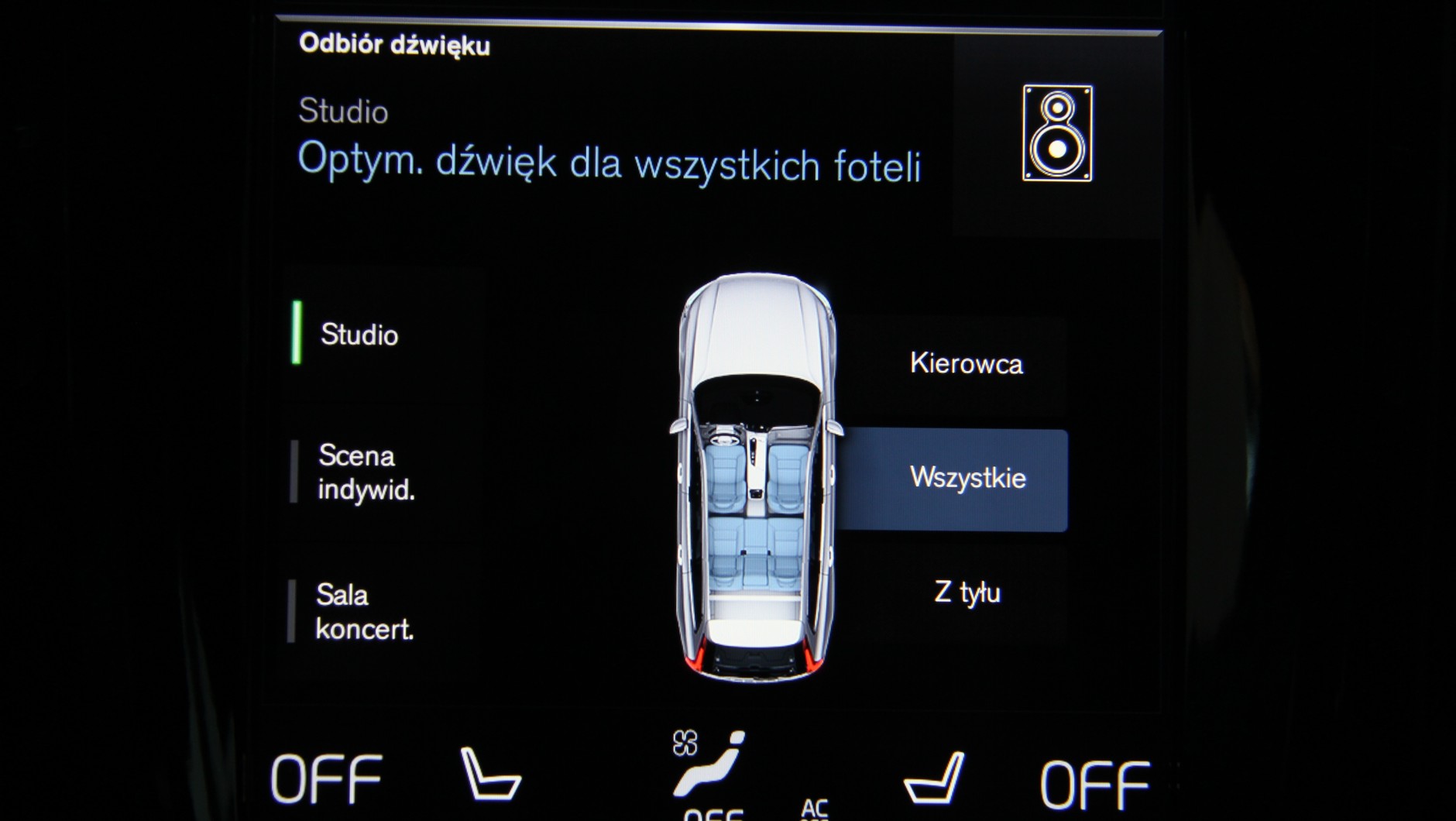 Optymalizacja dźwięku czyli gotowe charakterystyki. Studio jest bardzo dobre - Bowers & Wilkins w Volvo V90
