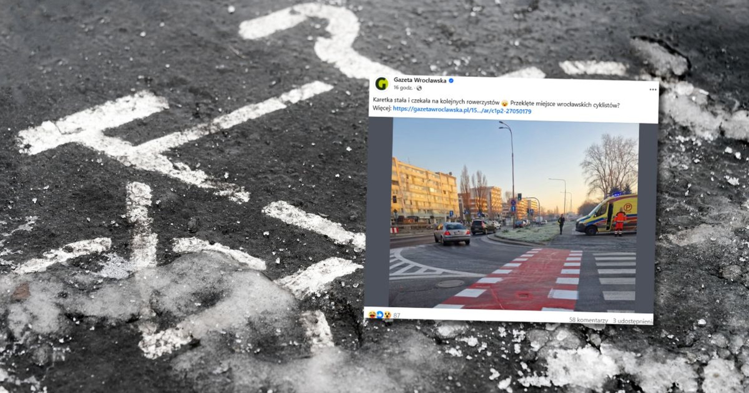 Na skrzyżowaniu we Wrocławiu doszło do 15 wypadków (zdj. Facebook.com/Gazeta Wrocławska)