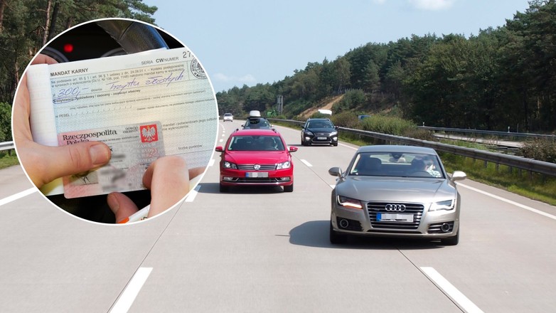 Mandat za jazdę środkowym pasem to nie mit