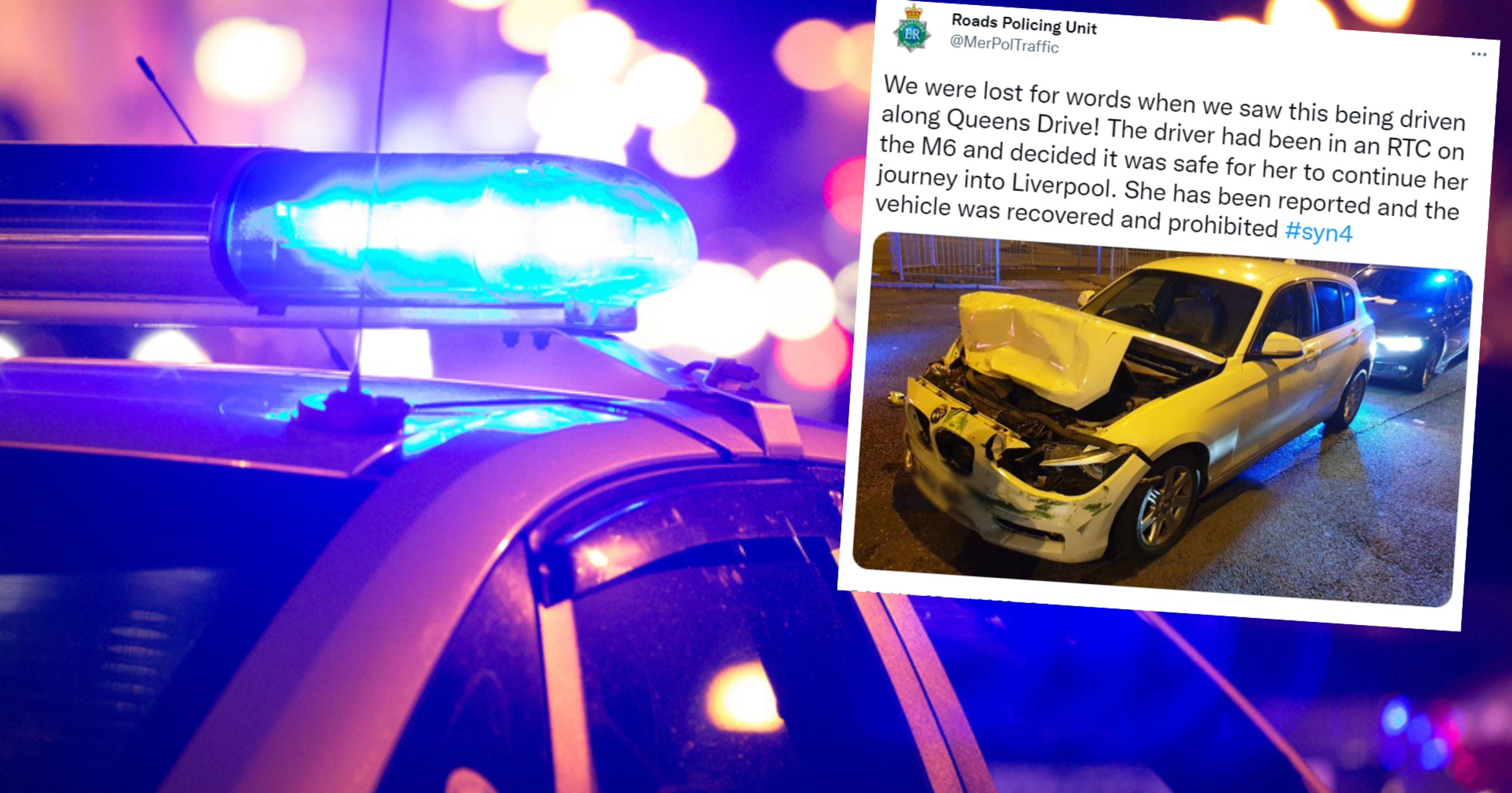 Uszkodzony samochód na autostradzie (fot. screen: Twitter/MerPolTraffic)