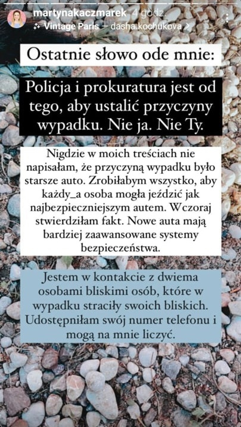 Martyna Kaczmarek odniosła się do sprawy w mediach społecznościowych.