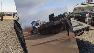 Rosyjski transporter skradziony przez ukraińskiego rolnika