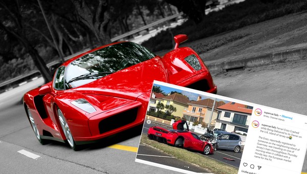 Rzadkie Ferrari Enzo rozbite w Wielkiej Brytanii. Miało kolizję ze zwykłą Hondą