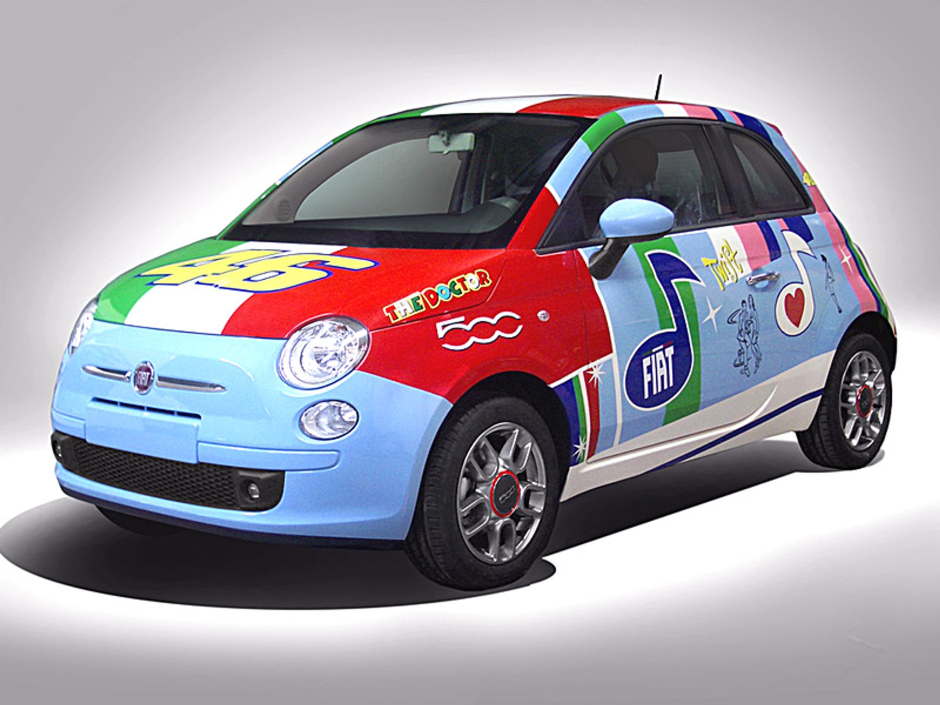 Bolonia Motor Show 2007: Fiat 500 w barwach motocykla Valentino Rossi