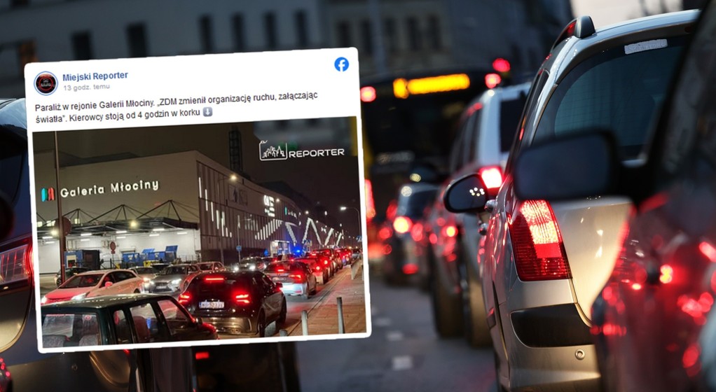 Korek przy wyjeździe z parkingu Galerii Młociny