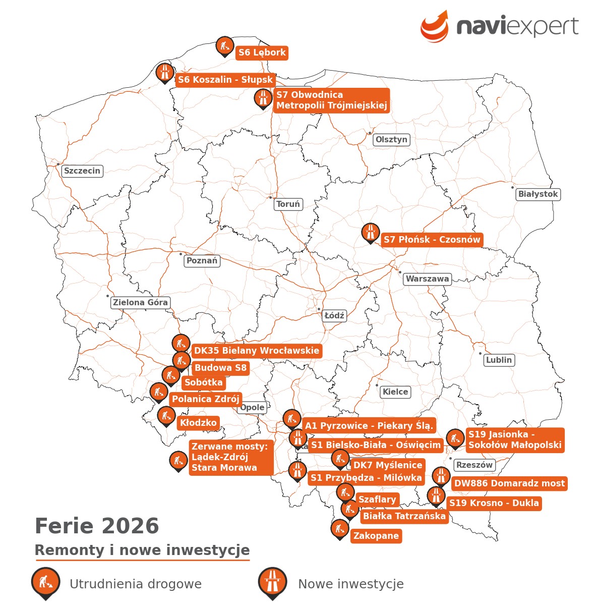Ferie 2026: remonty nowe inwestycje drogowe