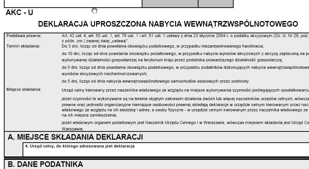 Deklaracja Uproszczona Nabycia Wewnątrzwspólnotowego