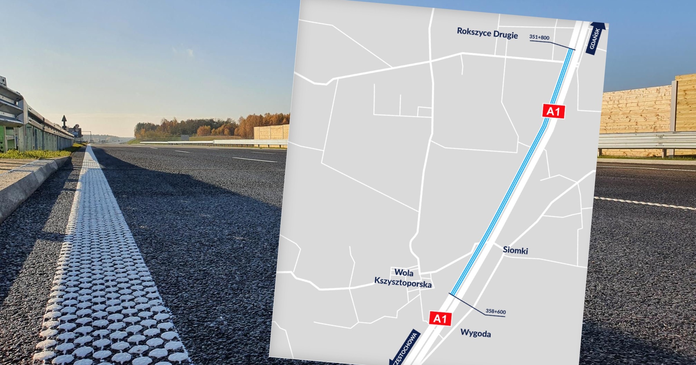 Na budowanej autostradzie A1 GDDKiA udostępniła kierowcom kolejne 5,5 km jezdni w pełnej szerokości