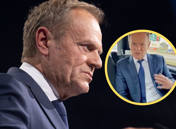 Donald Tusk pokazał nagranie z auta. Internauci patrzą na jedno. "Kolejne wykroczenie?"