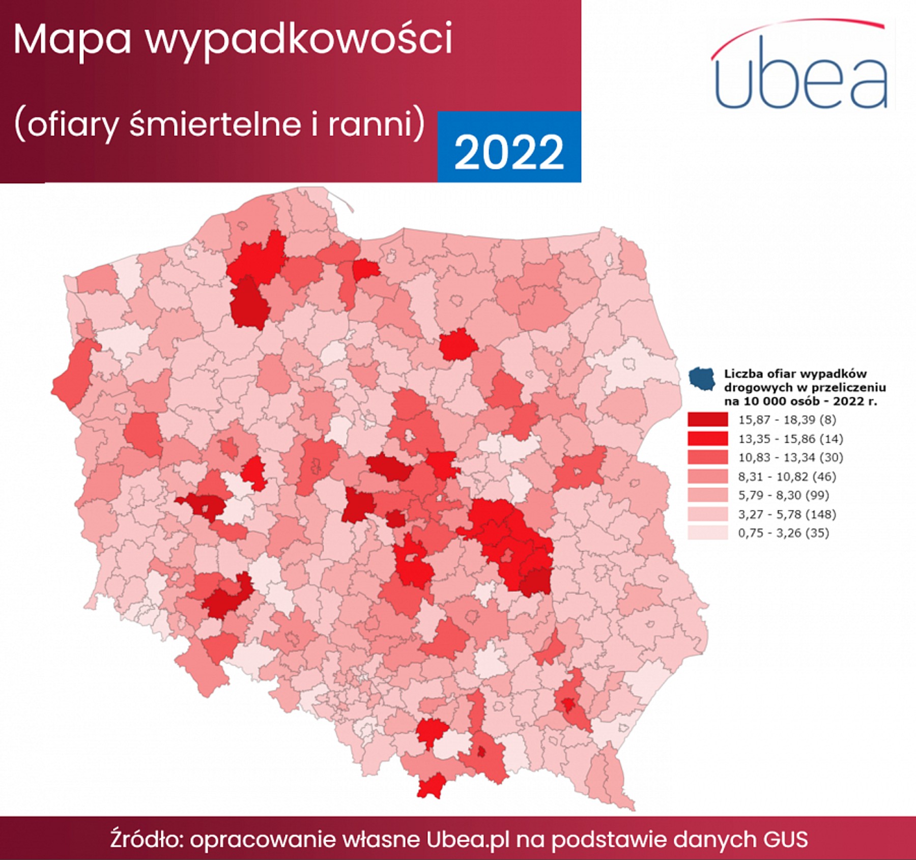 Mapa wypadkowości w 2022 r.