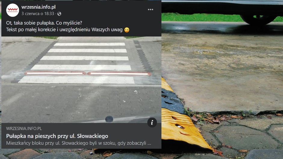 Postawili próg zwalniający na pieszych. Auta nie zwalniają, a piesi się potykają 