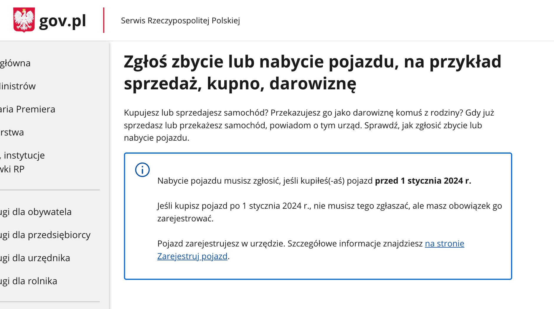 Zgłoszenie nabycia i zbycia pojazdu