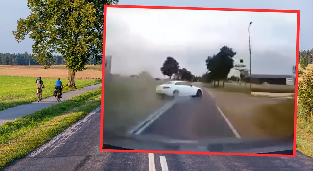 Dwóch kierowców urządziło nielegalny wyścig w Działdowie. Skończyli go w rowie (screen: BandytaZKamerka/Twitter)