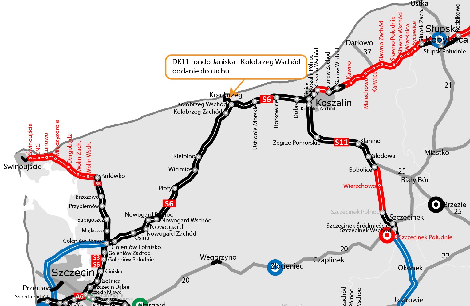 DK11 rondo Janiska - Kołobrzeg Wschód