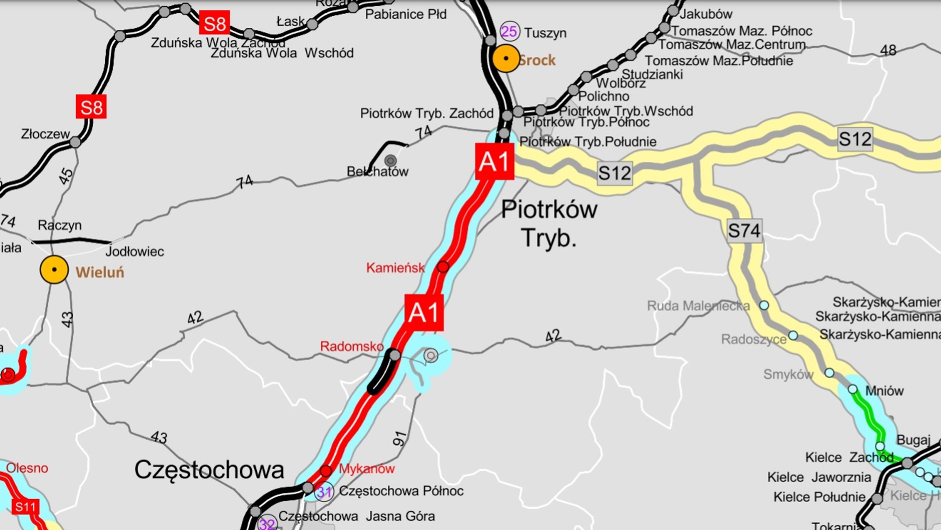 Odcinek autostrady A1 Tuszyn - Częstochowa
