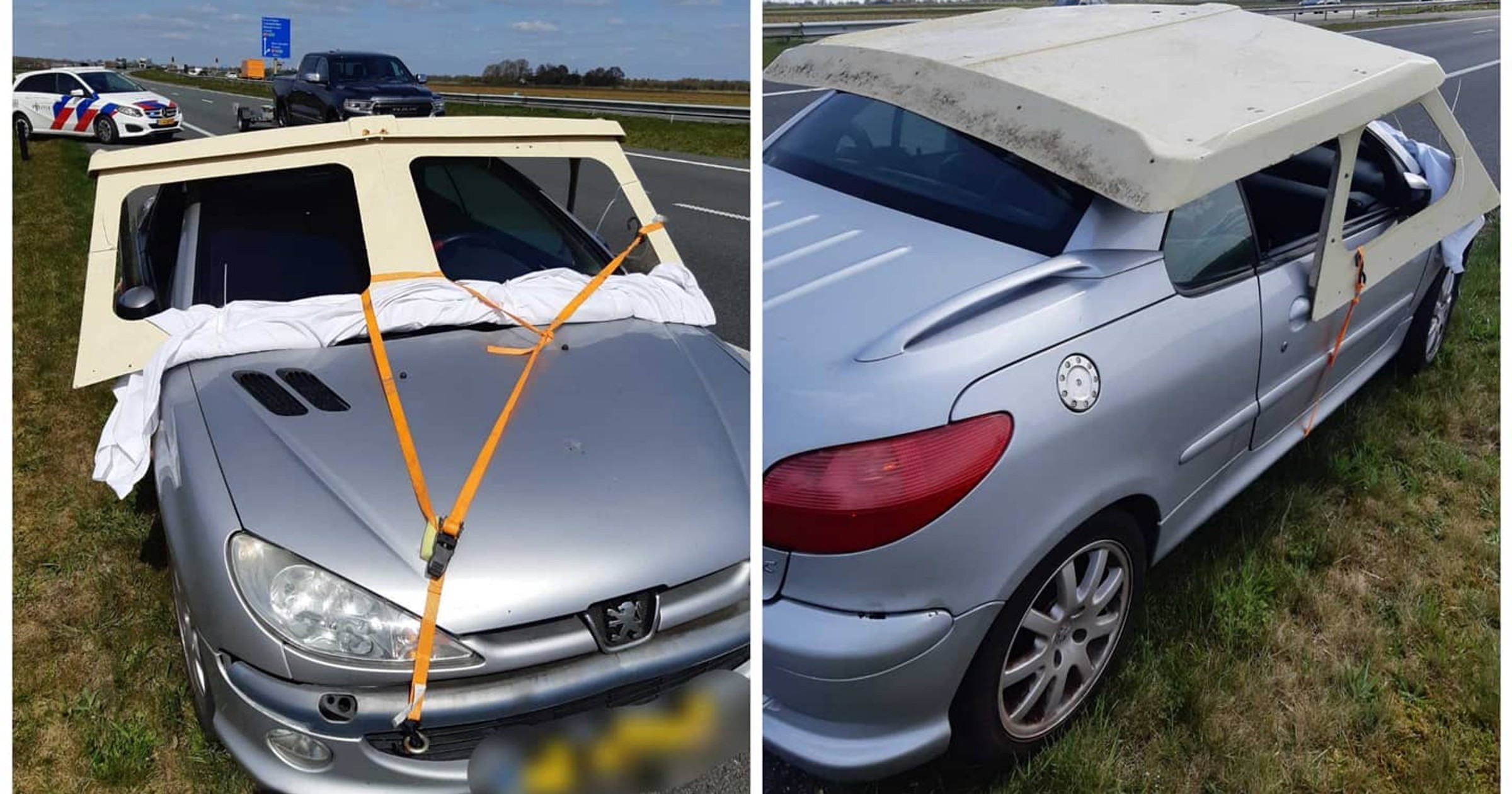 Autem wiózł część motorówki