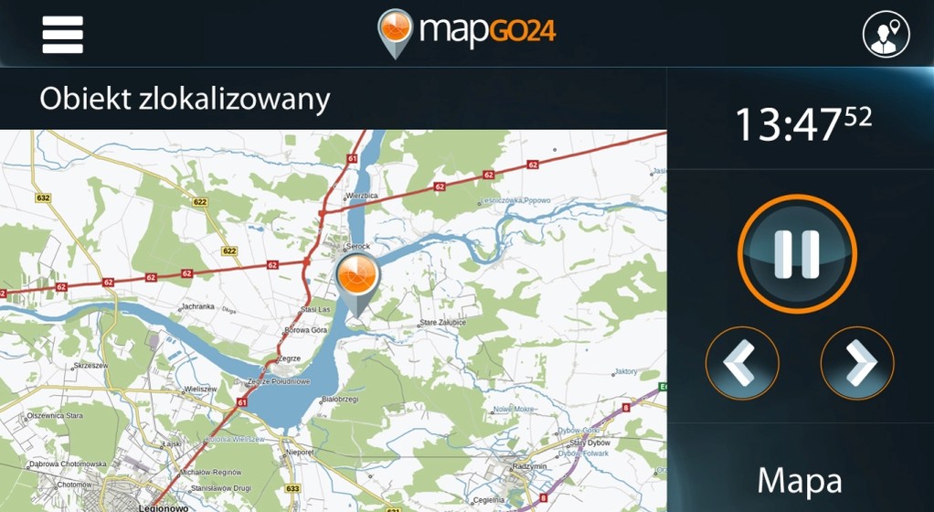 W ramach platformy mapGO24 można na bieżąco śledzić położenie obiektu